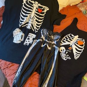 His/Hers Couple Maternity Skeleton Halloween Costumes